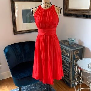 Badgley Mischka red silk designer dress xs 2 Rare!